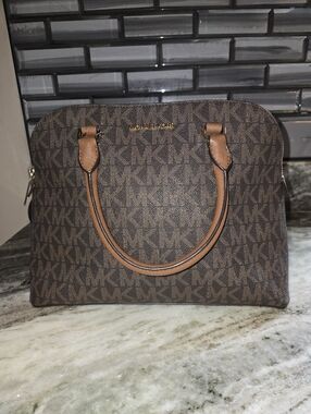 Michael Kors Cindy Brown MK Logo Satchel